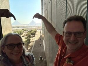 Grand Egyptian Museum - View of Pyramids with Rob and Betsy